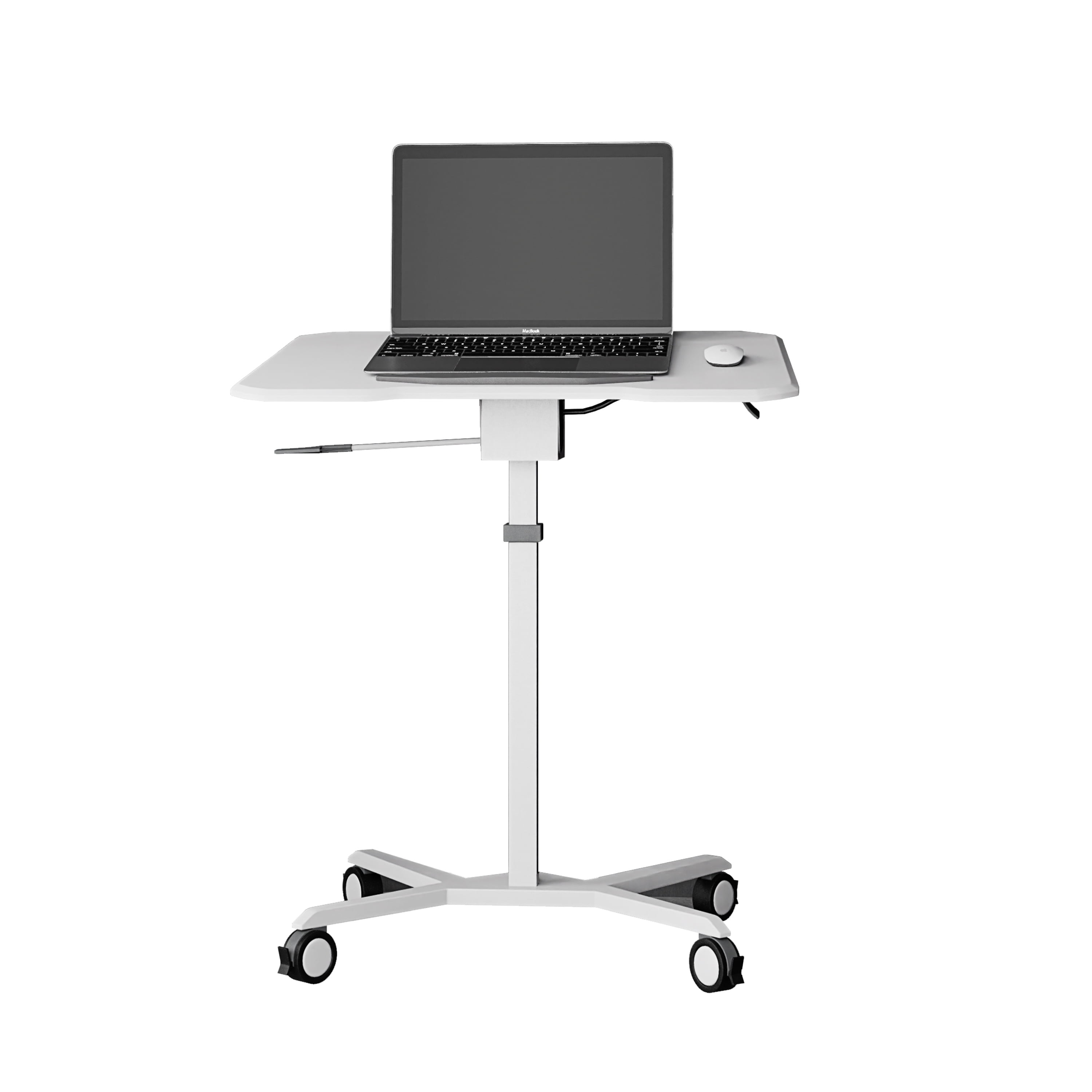 Techni Mobili White Sit to Stand Mobile Laptop Computer Stand with