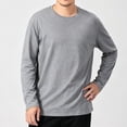 thumbnail image 6 of UVEASISHA Men's Solid Color Long Sleeve T-Shirts Business Casual Regular Fit Tees Fall Lightweight Stretchy Undershirts Soft Comfy Pajama Tops Gray 3XL, 6 of 9