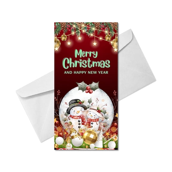 Merry Christmas Snow Globe Santa Holiday Greeting Card Set of 10 Christmas Greeting Card  With Envelopes - Perfect to Send Warm Holiday Wishes to Friends and Family 8x4" Inch