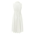 thumbnail image 5 of RYKJLWY Spring Dresses for Women 2024 New Summer Fashion Wave Dot V Neck Women's Button Fishtail Dress Lapel With Pocket Dresses for Women 2024 Wedding Guest (White,S), 5 of 5