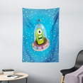thumbnail image 1 of Kids Tapestry, Cute Comic Ufo Alien in Outer Space with Stars Galaxy Journey Caricature Cartoon Print, Wall Hanging for Bedroom Living Room Dorm Decor, 40W X 60L Inches, Multicolor, by Ambesonne, 1 of 2