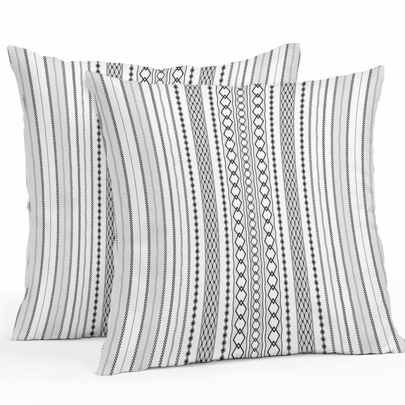 Hand Drawn Outdoor Pillow Covers Pack of 2 Line Grid Threads Lattices Waterproof Throw Pillow Covers Decorative Cushion Cases for Patio Garden Tent Balcony Couch 16x16 inch