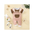 thumbnail image 2 of Arvbitana Baby Boy Girl Easter Romper Short Sleeve Bodysuit Infant Cartoon Rabbit Print Ribbed Knit One Piece Overalls 0-18 Months, 2 of 9
