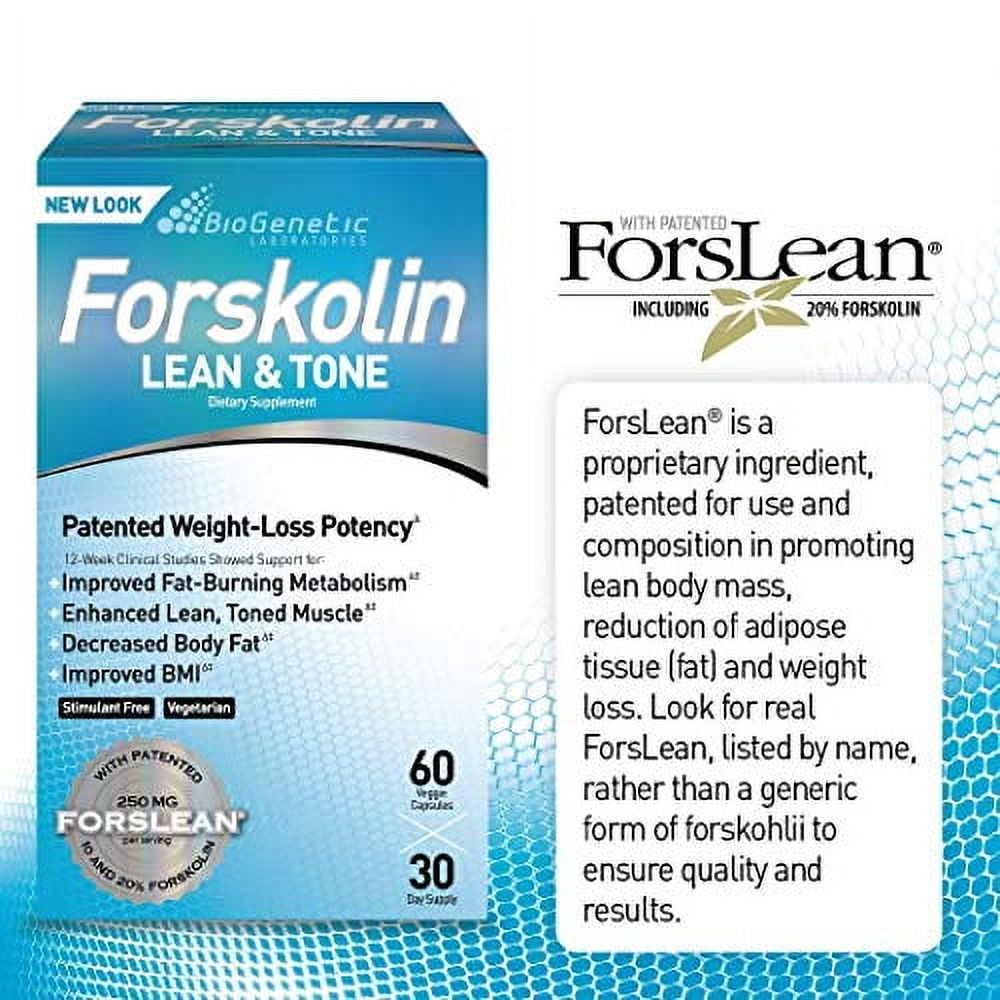 BioGenetic Labs Forskolin Lean & Tone - Weight Loss Pills - Body Toning Formula Fat Burner and Maintenance of Muscle Mass For Men and Women Appetite Suppressant - 60 Capsules - Vegetarian