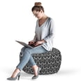 thumbnail image 2 of Victorian Pouf Cover with Zipper, Antique Design with Botanic Plant Details Swirls and Flowers Print, Soft Decorative Fabric Unstuffed Case, 30" W X 17.3" L, Black and White, by Ambesonne, 2 of 5