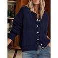 thumbnail image 4 of Gynyvoja Long Sleeve Crewneck Button Down Womens Sweaters Spring Open Front Chunky Cardigan for Women Navy Blue XL, 4 of 9