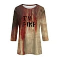 thumbnail image 4 of Jienlioq Hauts Tube pour Femmes T-Shirt Imprimé de Mode pour Femmes Blouse à Manches 3/4 Col Rond Hauts Décontractés Liquidation, 4 of 4