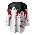 thumbnail image 5 of YDFCWXW Women's V-Neck Halloween Print T-Shirt - 3/4 Sleeve Casual Gothic Tee for Spooky Season Red, L, 5 of 5