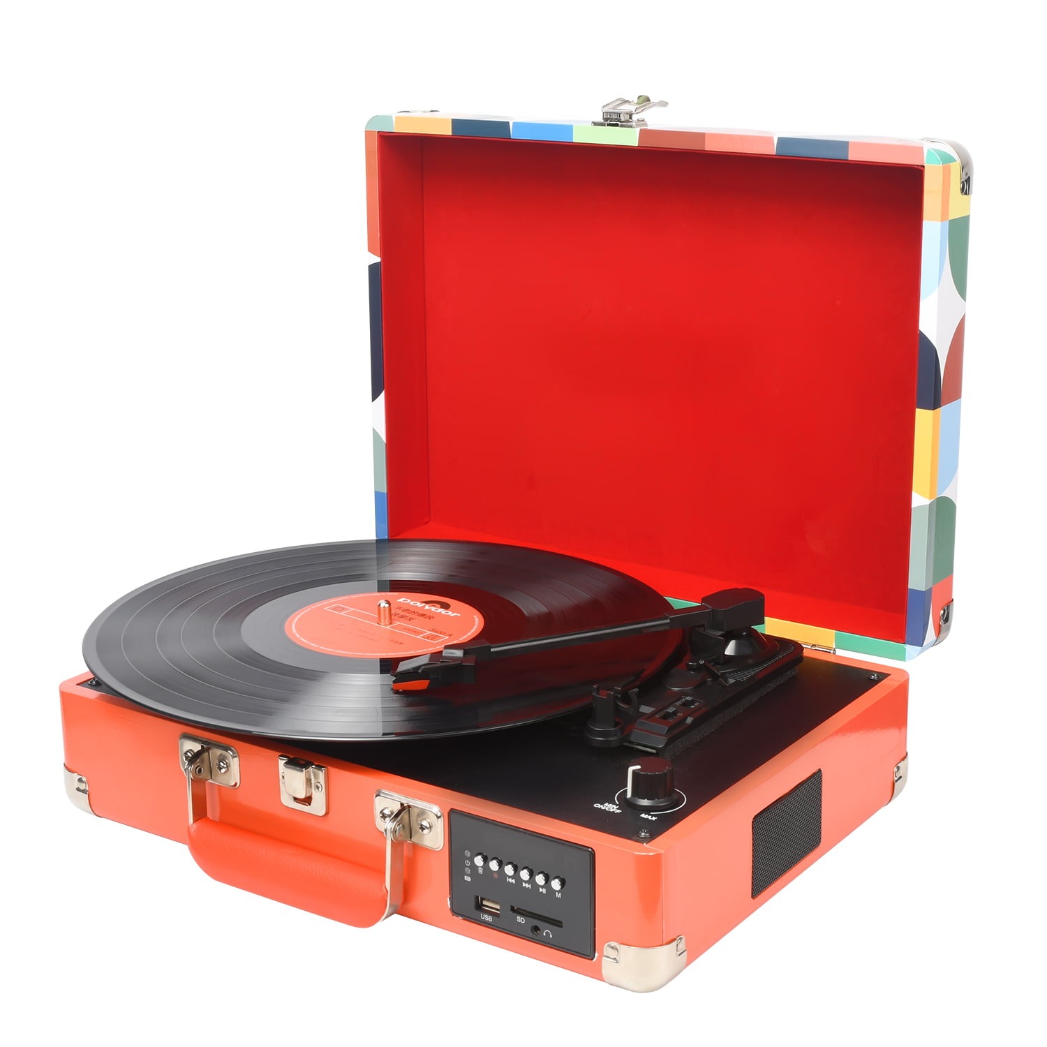 Bluetooth Vinyl LP Koffer Plattenspieler Plattenspieler USB to MP3 Recorder 