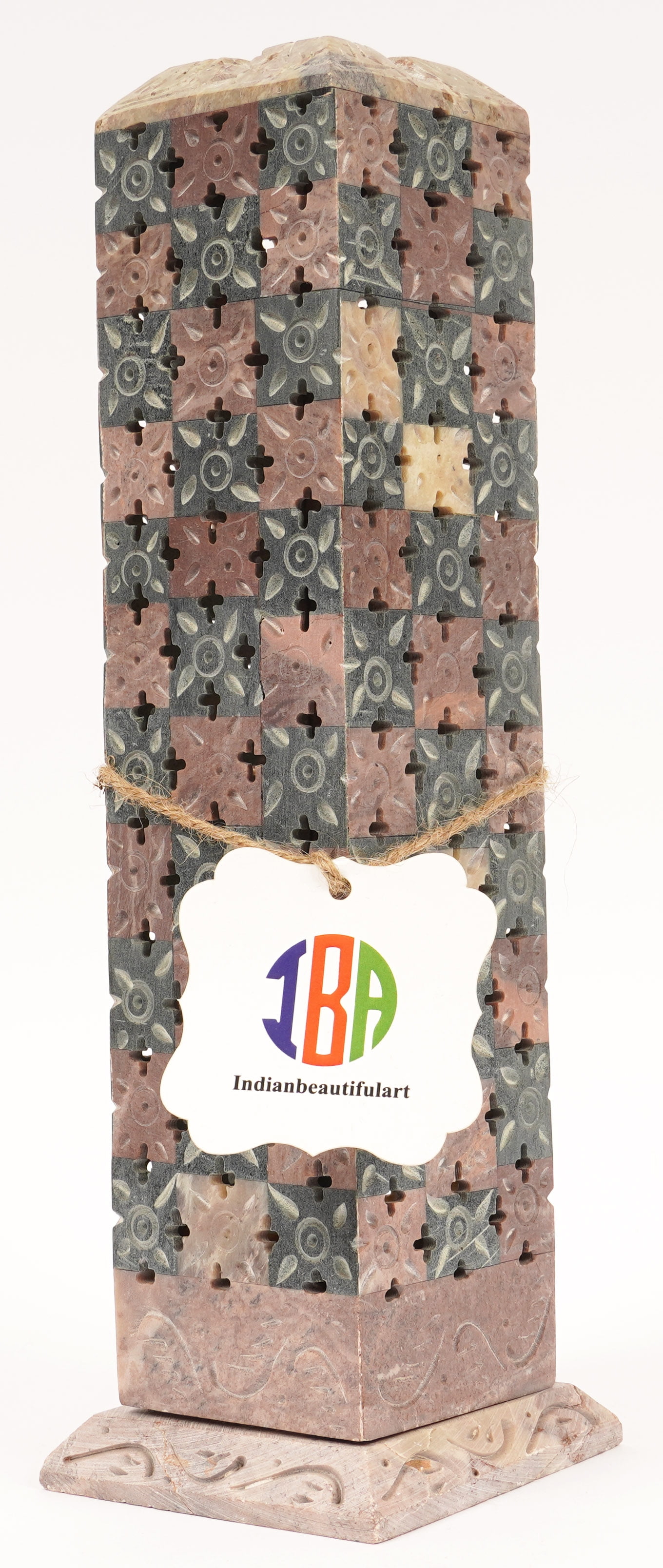 IBA Indianbeautifulart Handmade Stone Incense Stick Burner | Candle Stick Holder | Tea Light Burner , Perfect Floral Carving for Gifting- Decorative Home and Kitchen Decor (10x 2.2 Inches)