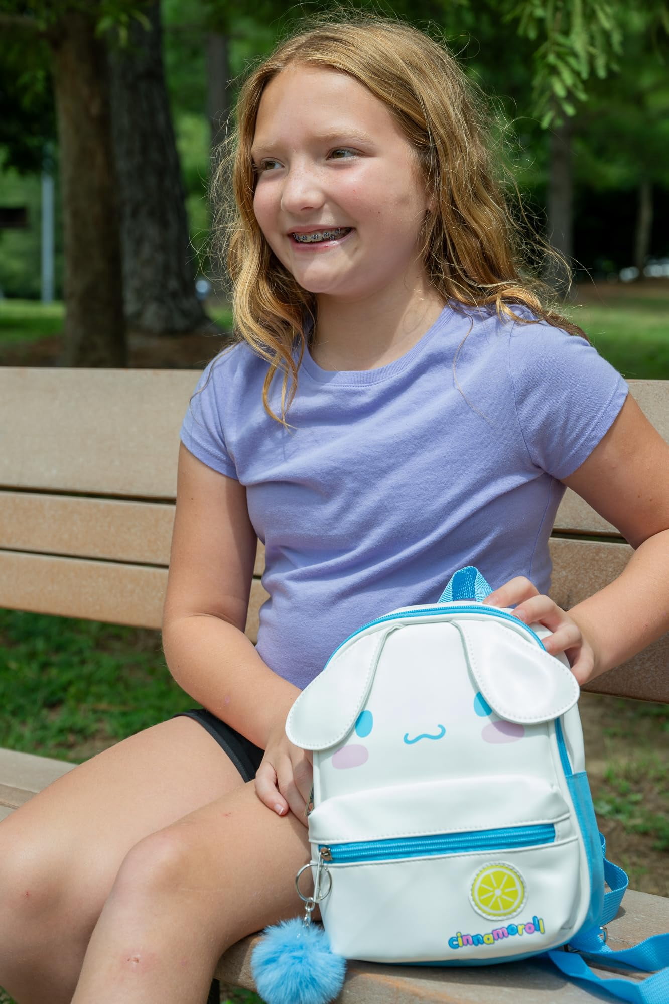 Hello Kitty’s Cinnamoroll 9” Micro Mini Backpack Purse Featuring a 3D Ears & Pompom Dangle, White
