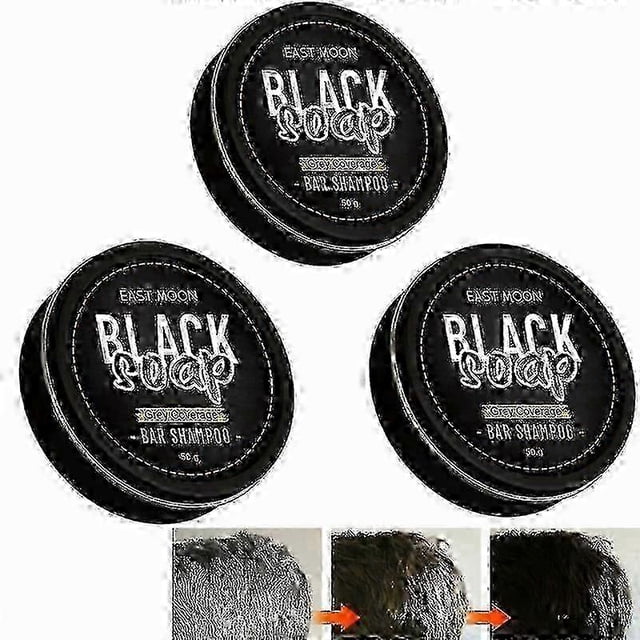 3pcs Gray Hair Coverage Soap Hair Darkening Compressed Shampoo Soap Bar 2023 New~A