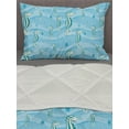 thumbnail image 3 of Aqua Comforter & Sham Bedding Set, Cartoon Style Abstract Waves Underwater Life Theme Sea Horse Starfishes, 3 pcs Duvet Set Microfiber Filling Quilt, 5 Sizes, Pale Blue Teal Eggshell, by Ambesonne, 3 of 4