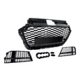 thumbnail image 5 of Gloss Black For Audi A3 S Line 2017-2019 2020 Honeycomb Front Bumper Grill Fog Light Grille Cover, 5 of 15
