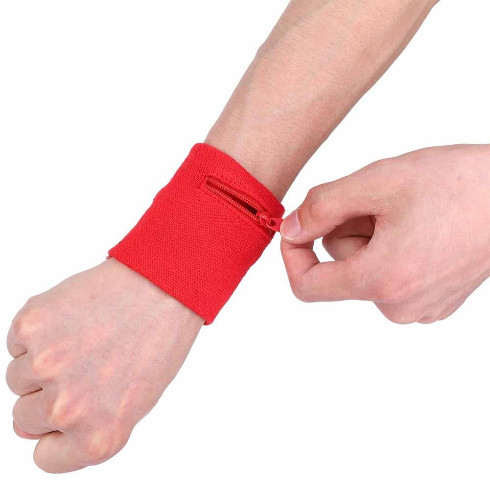 Unisex Wristband Coin Keys Storage Zipper Pocket Sport Wrist Wallet Gym Running