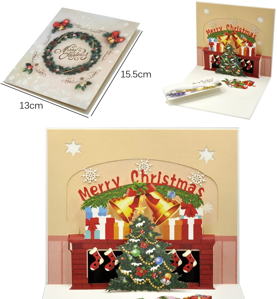 New Greeting Card Gift Card 3D PopUp Santa Claus Christmas Happy Holiday Card 86 