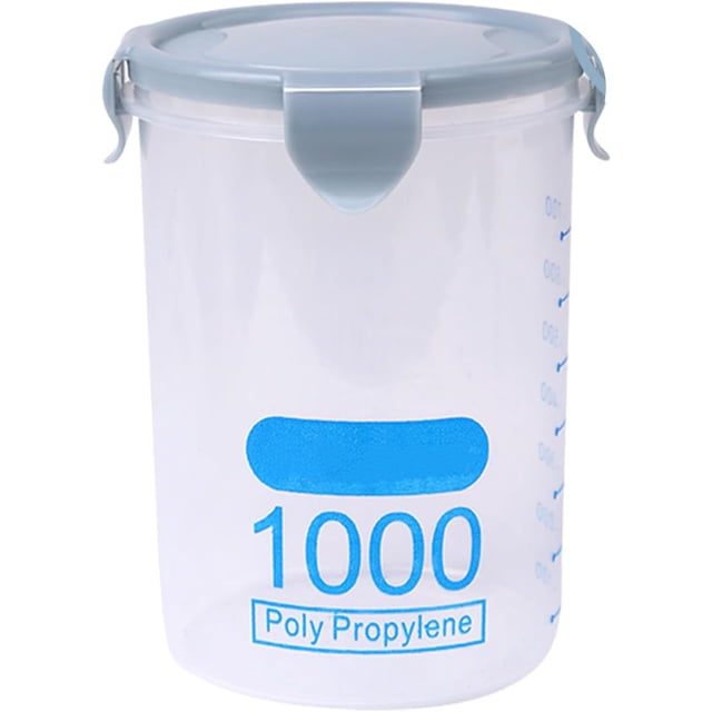 Contenedor De Almacenamiento De Alimentos De 1000 Ml Con Tapas, Botes De Plástico Apilables Para Alimentos Secos, Recipientes Herméticos Para Cereales Para Organización Y Almacenamiento (Azul)