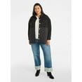 thumbnail image 3 of Terra & Sky Women's Plus Size Quilt Mix Button Front Shacket with Long Sleeves, Sizes 1X-5X, 3 of 6