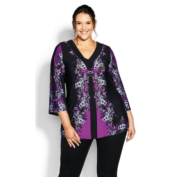 Avenue Women's Plus Size Broadway Place Relaxed 3/4 Sleeves Tunic Top