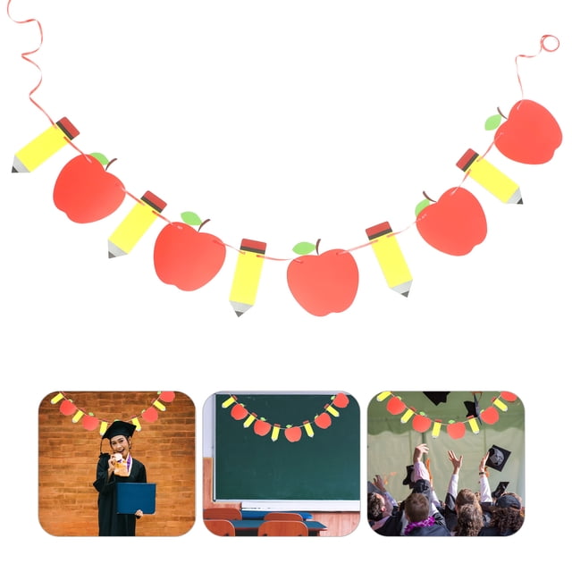 BESTYASH 1Jgo Guirnalda Decorativa De Manzana Y Lápiz Para Fiesta De A Clases Multicolor Resistente