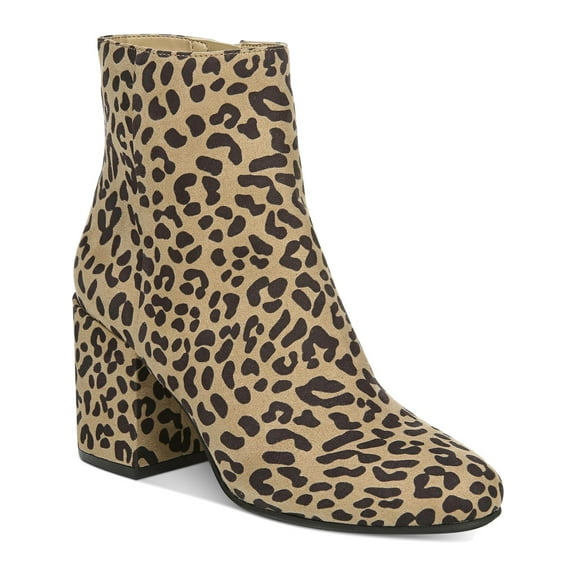 Bar III Womens Gatlin Leopard Print Ankle Booties Brown 6.5 Medium (B,M)