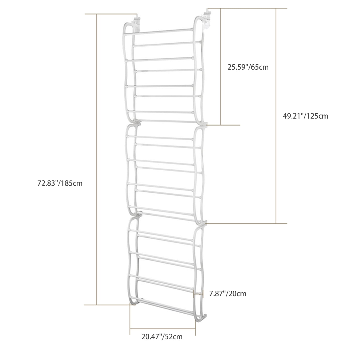 Over The Door Shoe Rack TeqHome 12-Tier 36 Pair Wall Hanging Closet Shoe Organizer Storage Stand White