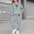 thumbnail image 2 of Kcolen 2 Piece Girls Tracksuit Set 3t Cute Graphic Print Loose Casual Sweatshirt Tops Elastic Pants Jogger Girls Fall Outfits, 2 of 6