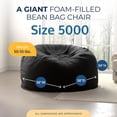 thumbnail image 3 of Ultimate Sack 5000 5-Foot Bean Bag Chair with Footstool Set, Black Suede Cover, 3 of 7