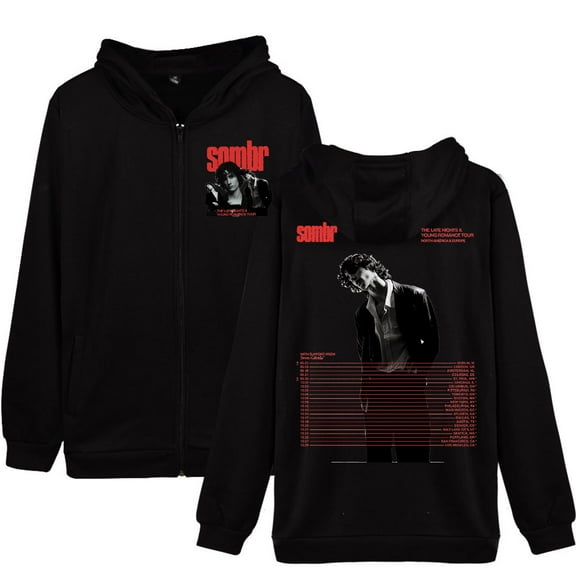 Sombr The Late Nights Young Romance Tour 2025 Hoodies Merch Women Men Long sleeve Fashion Casual Hooded zipper sweatshirt