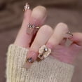 thumbnail image 2 of 24 Uds. De uñas postizas de diamante dorado brillante, diseño de mariposa francesa, puntas de uñas acrílicas de cubierta completa usable para niñas Tan Jianjun unisex, 2 of 2