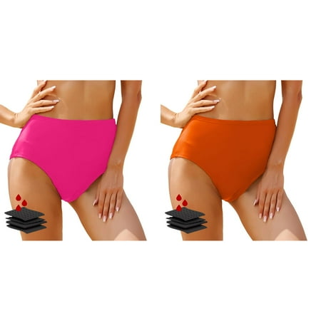 (2-Pack) 2025 New Women s High Waisted Swim Pants Men Bikini Bottoms Retro Basic Women Swim Pants Full Coverage Swimsuit Mid s Swim Pants Size 12 Waist Bathing Suit Bottom
