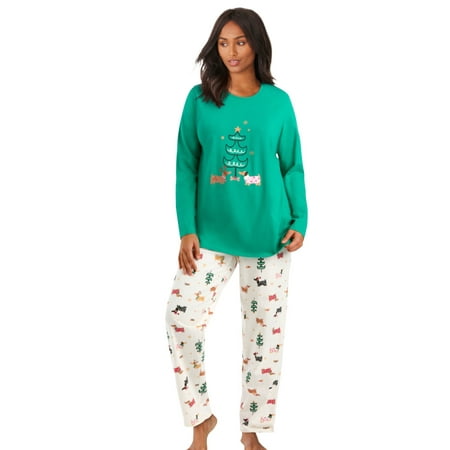 

Dreams & Co. Women s Plus Size Long Sleeve Knit Pj Set Pajamas