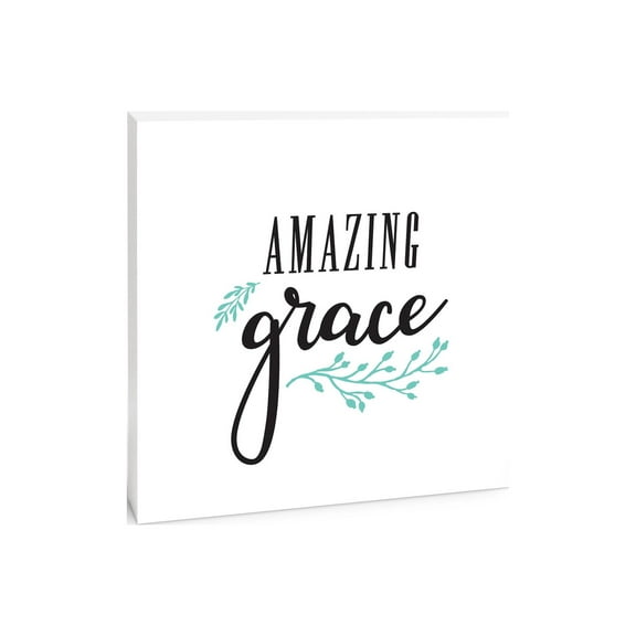 Amazing Grace Teal Branches 10 x 10 Wood Tabletop Sign Plaque