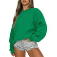 thumbnail image 2 of JINMGG Womens Tops,Fashion Women's Casual Long Sleeve Round Neck Solid Ladies Loose Sweatshirt Tops Blouse,Green XL, 2 of 7