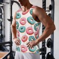 thumbnail image 5 of Workout Tank Tops for Men - Pink Blue Donut Print Quick Dry Sleeveless Muscle Shirts for Men with Running, 5 of 5