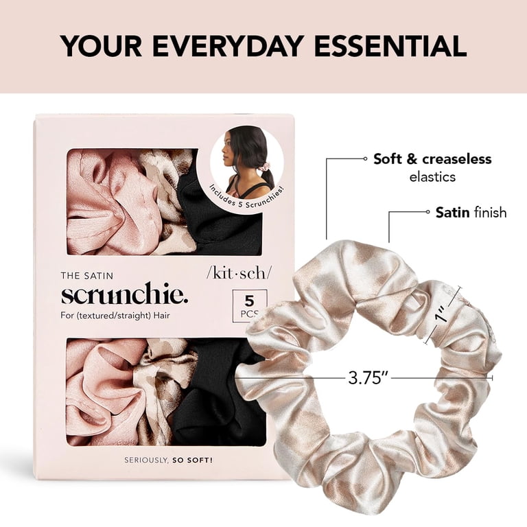 Kitsch Satin Hair Scrunchies for Women, 5 Pack Assorted  display picture 3