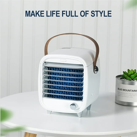 

Mittory Portable LED Air Conditioner Small USB Desktop Cooling Fan Built-in Ice Box