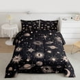 thumbnail image 3 of jejeloiu Stars Planet Moon Queen Comforter Set,Universe Galaxy Bedding Sets,Beige Black Bedding Comforter Set For Adults,Microfiber Bedroom Decor Reversible,3-Piece, 3 of 8