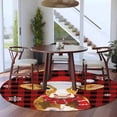 thumbnail image 3 of Round Area Rug 8 Ft, Red Christmas Washable Non-Slip Circle Carpet for Living Room/Bedroom, Cow Xmas Snowflake Winter Red Black Plaid Collection Low-Profile Large Area Rugs for Indoor, 3 of 8