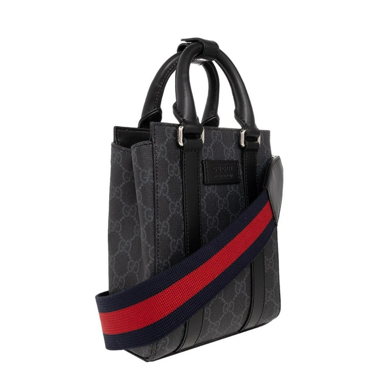 GUCCI Supreme Black トートバッグ New Gucci GG Supreme Monogram Black Canvas Leather Trim Web