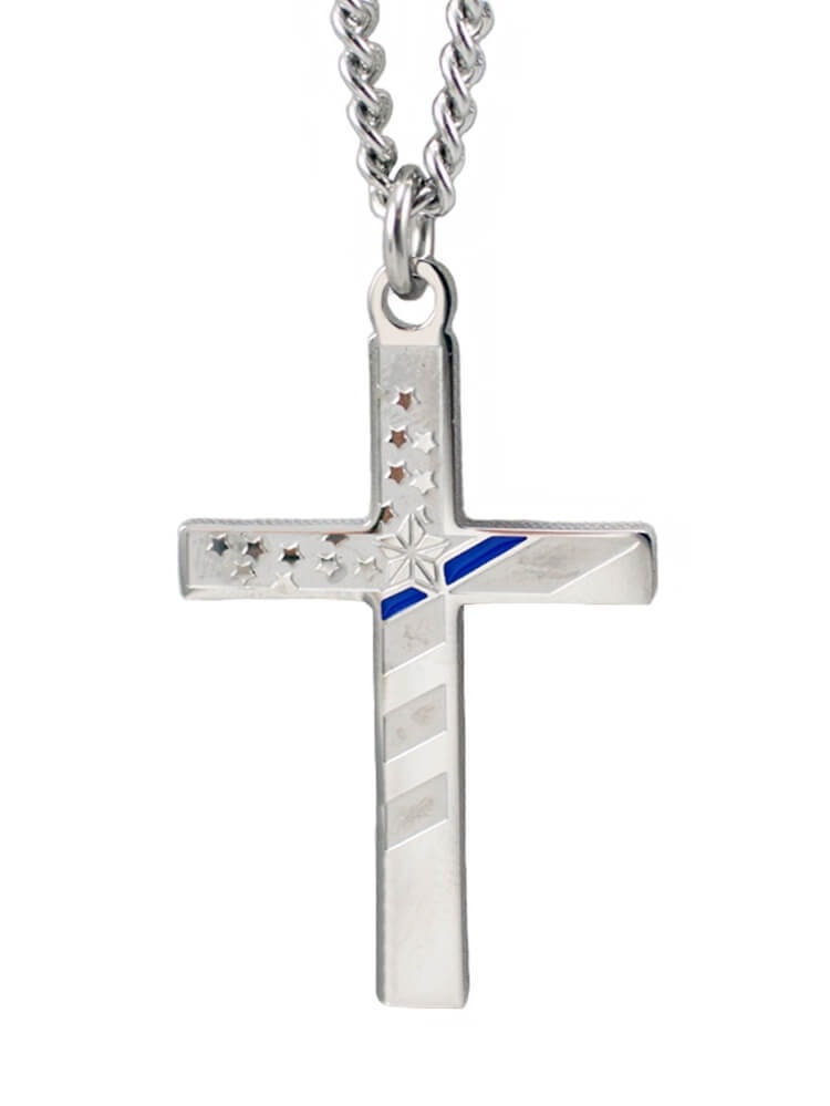Men's Stainless Steel Flag Cross with 