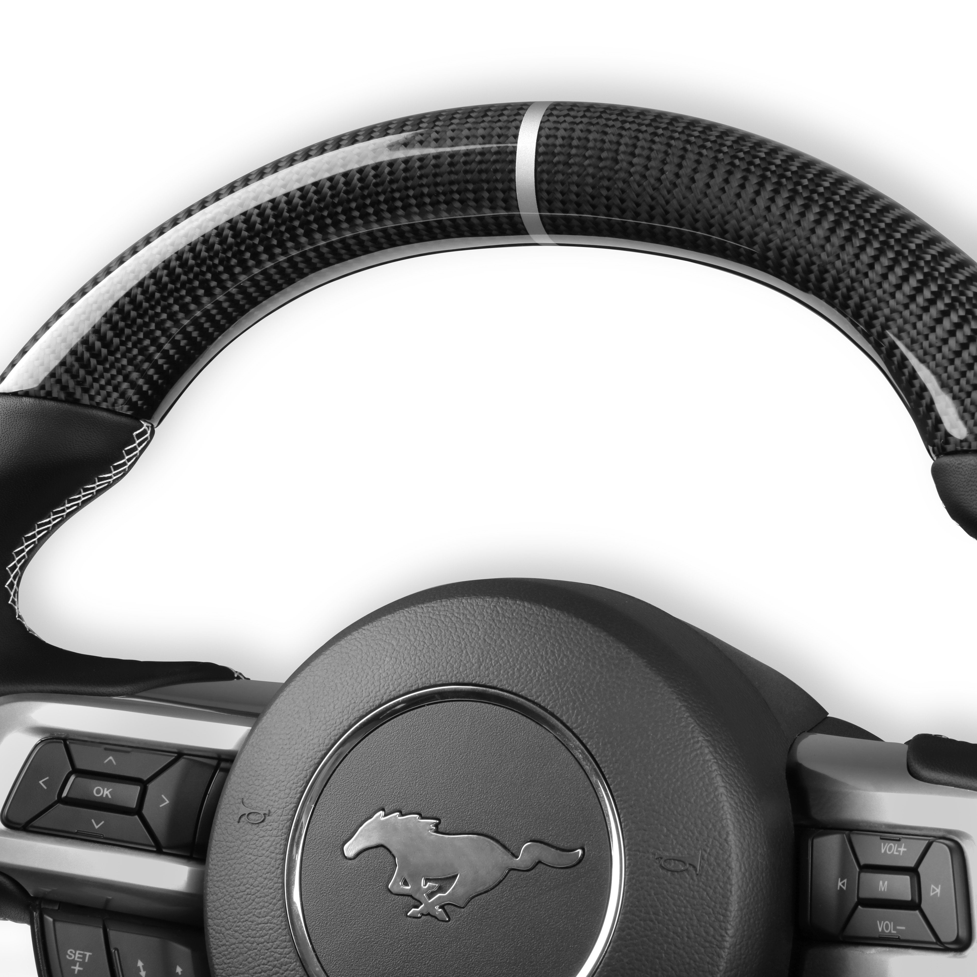 Drake Muscle Cars MU950-05 Steering Wheel - Carbon Fiber with Leather Grips