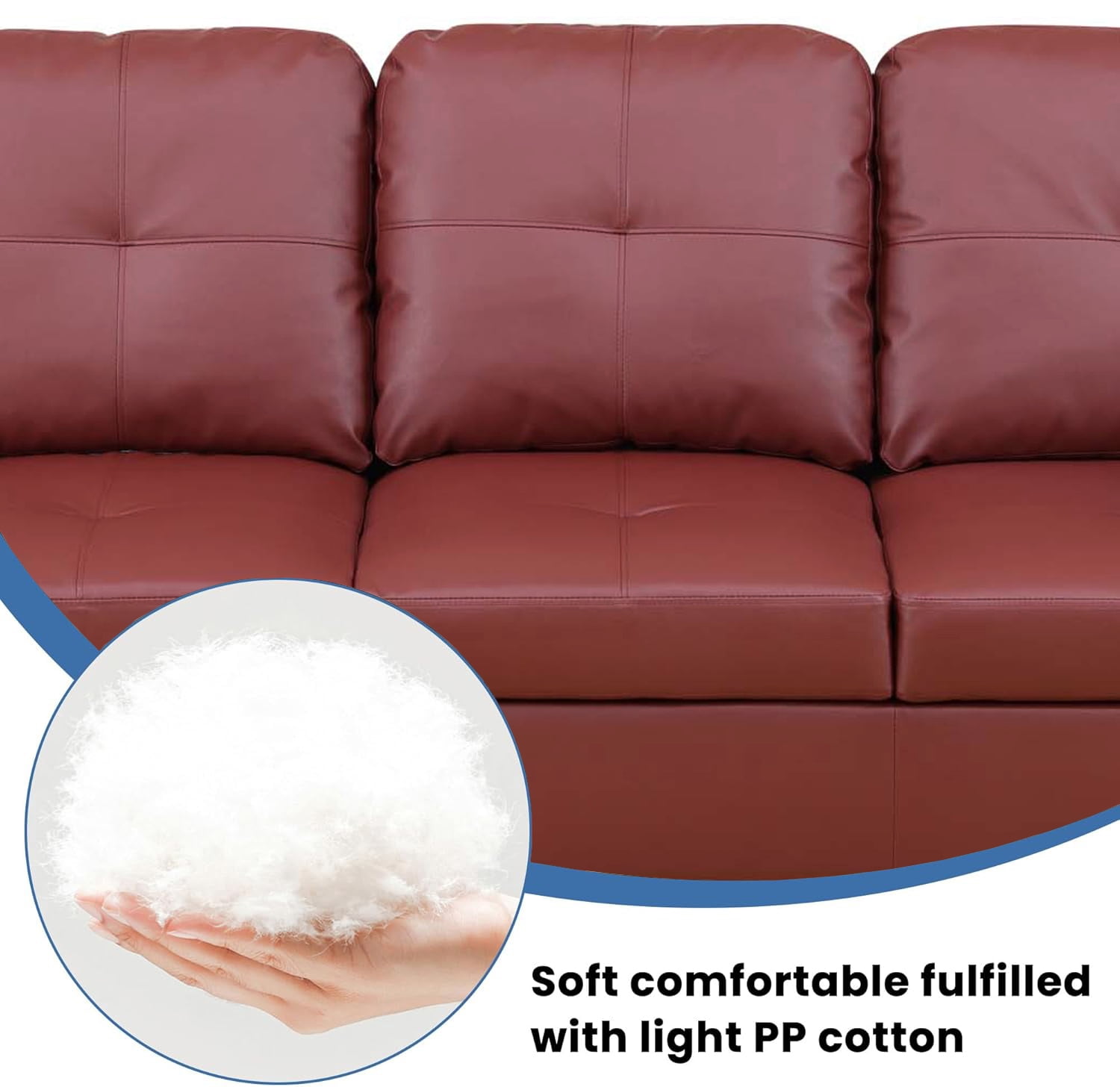 Sectional Couch for Living Room Furniture Sets, Faux Leather L Shape Living Room Sofa with Chaise 2 Piece Using for Apartment, Office, Bedrooms, Red (Facing Left Chaise)