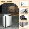 thumbnail image 4 of 13.2 Gallon/50L Step Trash Can, Stainless Steel Garbage Can with Removable Inner Bucket, Kitchen Trash Bin with Soft-Close Lid, Hands-Free Rubbish Bins for Office, Bathroom, Bedroom, Silver, 4 of 8
