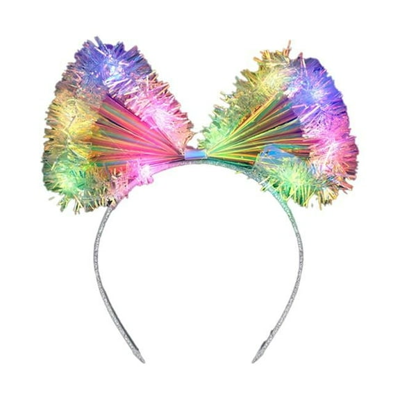 Multicolor LEDs Tinsel Iridescent Bow Headband
