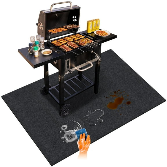 Ocalpur Grill Mat, 52"×38"for Outdoor Grills, BBQ Floor Mats, Fireproof & Oil-Proof Mat, Anti-Slip, Easy Clean, Reusable Custom Cut for Decks, Patios, Indoor Fireplace Mats