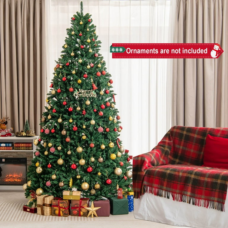 Costway 9ft Artificial Christmas Tree w/ 3594 Branch Tips, Hinged