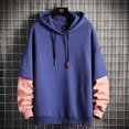 thumbnail image 2 of Fesfesfes Men's Hooded Long Sleeve Patchwork Pullover Hooded Top Blouse Sale Tops on Clearance, 2 of 4