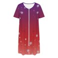 thumbnail image 2 of Christmas Long Nightgowns For Women Zip Up Bathrobes Tartan Dressing Gown Lightweight Housecoats Short Sleeve Nighties Long Length Nightdresses Multicolor A XL, 2 of 7
