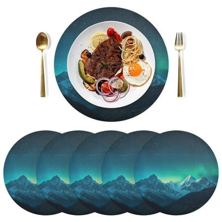 

Round Placemats Plate Mats 15 Inch Non-Slip Heat Resistant Washable PVC Set Table Decoration for Kitchen Dining Beautiful Night Sky